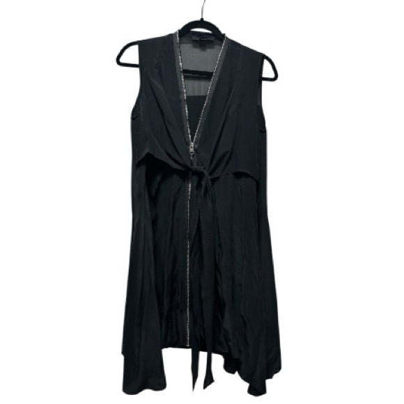 All Saints Jayda Black Zip-Front Silk Blend Dress - Picture 4 of 7